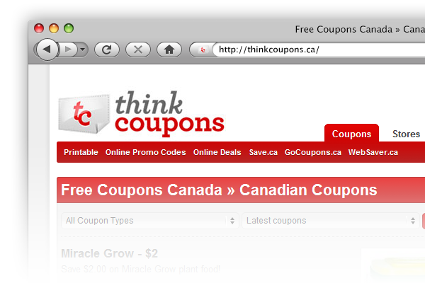 Think Coupons Home Page